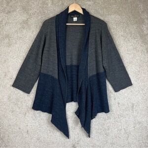 Marisa Christina Cardigan Womens 1X Gray 3/4 Sleeve Open Front Acrylic- 2776*
